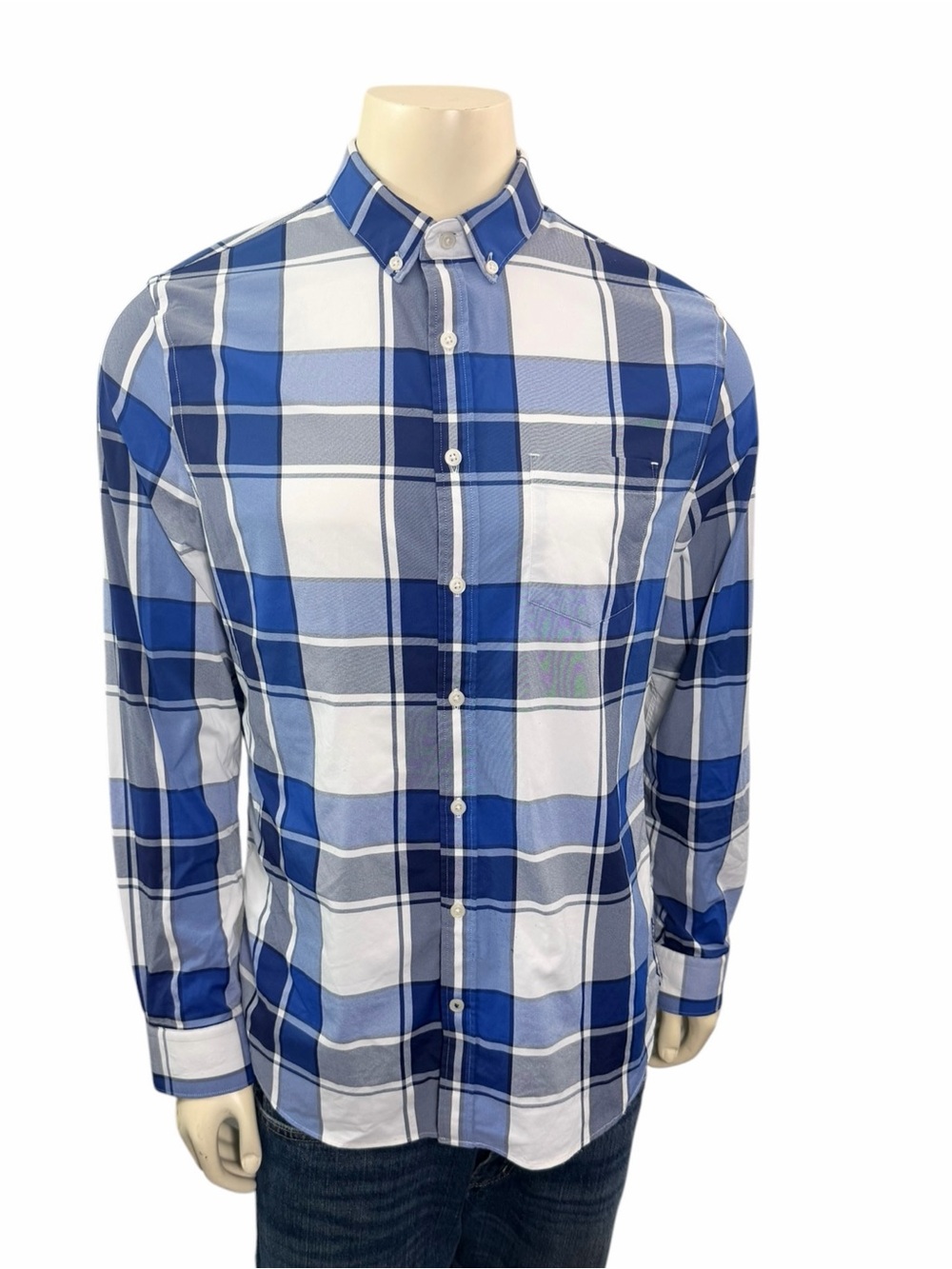 Express Men’s Size Large 16-16.5 Extra Slim Long Sleeve Plaid Button Down Shirt - Picture 3 of 6